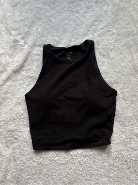 Old Navy Active Black High Neck Powerchill Long Line Sports Bra Cropped Tank Top